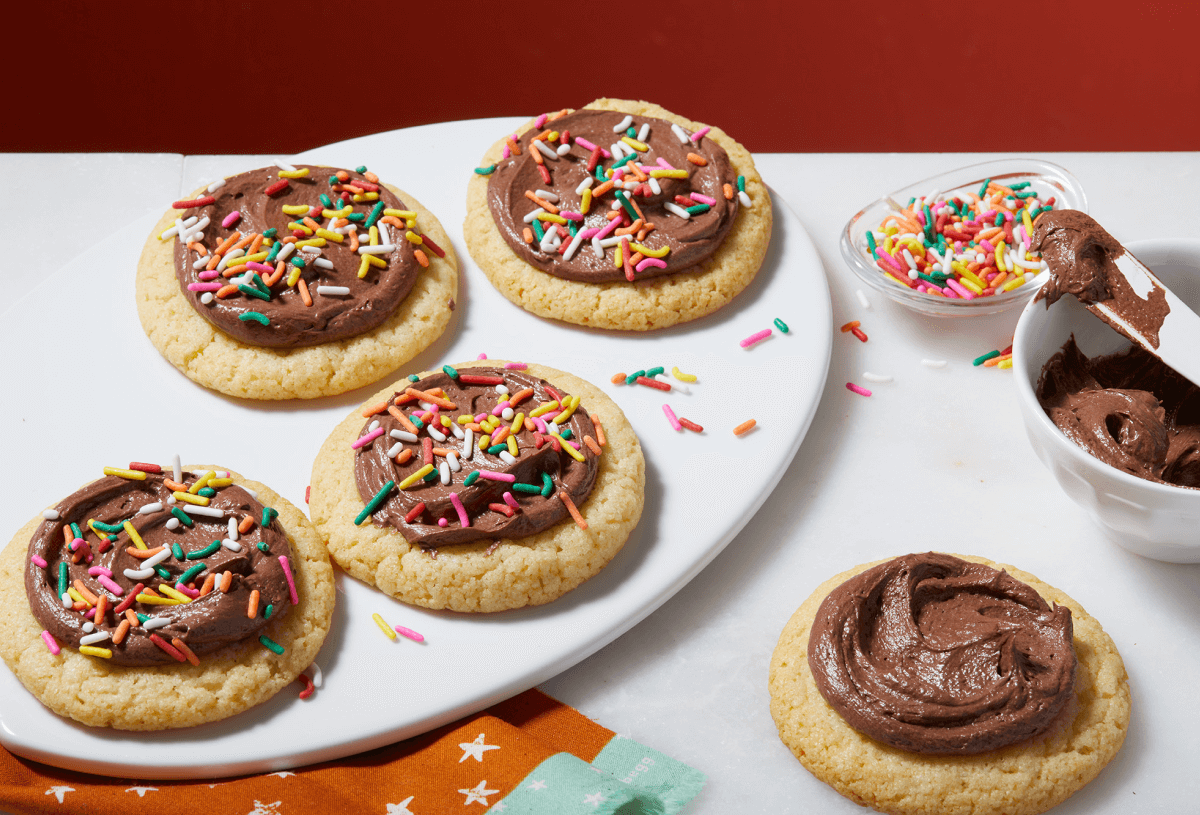 Sugar cookies with chocolate frosting